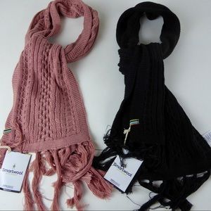 Smartwool Lodge Girl Fringed Rib Cable Knit Scarf Bundle Scarves NWT Set of 2